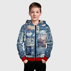 Толстовка на молнии детская Пэчворк с мотивами аниме, цвет: 3D-красный — фото 2