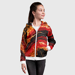 Толстовка на молнии детская Красно-золотые брызги на чёрном фоне, цвет: 3D-белый — фото 2