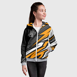 Толстовка на молнии детская Zeekr - orange colors, цвет: 3D-меланж — фото 2