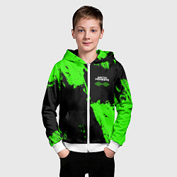 Толстовка на молнии детская Arctic Monkeys - Зеленые брызги, цвет: 3D-белый — фото 2