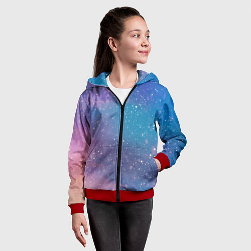 Детская толстовка на молнии Winter falls gradient / 3D-Красный – фото 4