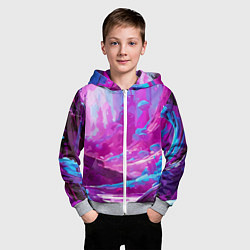 Толстовка на молнии детская Фиолетовая кислотная абстракция, цвет: 3D-меланж — фото 2