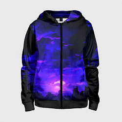 Толстовка на молнии детская Фиолетовый апокалиптический закат, цвет: 3D-черный