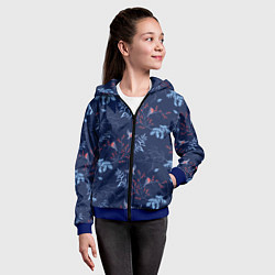 Толстовка на молнии детская Зимние ветки и птицы, цвет: 3D-синий — фото 2