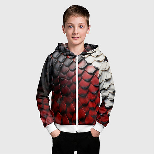 Детская толстовка на молнии Змеиная броня / 3D-Белый – фото 3