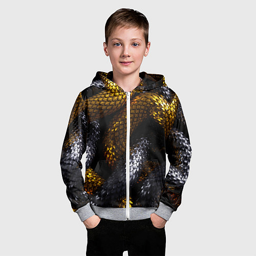 Детская толстовка на молнии Звенья одной цепи / 3D-Меланж – фото 3