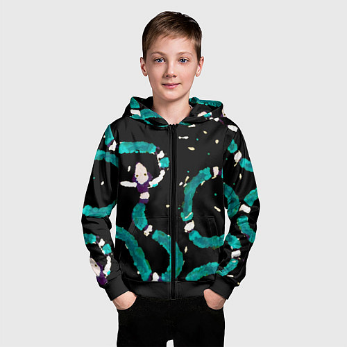 Детская толстовка на молнии Змейки на охоте / 3D-Черный – фото 3