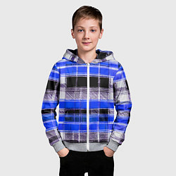 Толстовка на молнии детская Белые полосы на чёрно-синем фоне, цвет: 3D-меланж — фото 2