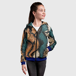 Толстовка на молнии детская Кожа в змеином стиле, цвет: 3D-синий — фото 2