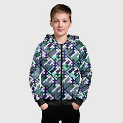 Толстовка на молнии детская Бирюзовый абстрактный паттерн, цвет: 3D-черный — фото 2