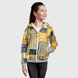 Толстовка на молнии детская Пэчворк в желтых оттенках, цвет: 3D-меланж — фото 2