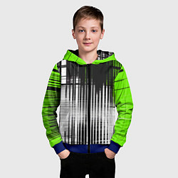 Толстовка на молнии детская Зелёно-чёрный гранж на белом фоне, цвет: 3D-синий — фото 2