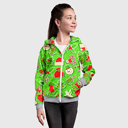 Толстовка на молнии детская Новогоднее настроение паттерн, цвет: 3D-меланж — фото 2