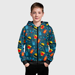 Толстовка на молнии детская Новогодний сладкий паттерн, цвет: 3D-черный — фото 2