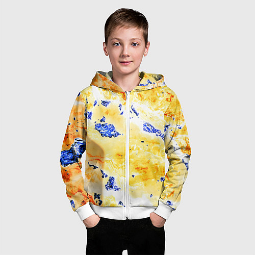 Детская толстовка на молнии Сине-золотая абстракция / 3D-Белый – фото 3