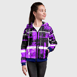 Толстовка на молнии детская Фиолетово-белый гранж на чёрном фоне, цвет: 3D-синий — фото 2