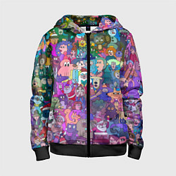 Толстовка на молнии детская Новогодний виммельбух, цвет: 3D-черный