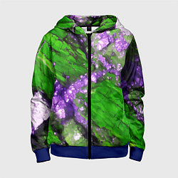 Толстовка на молнии детская Фиолетовый минерал в зелёном камне, цвет: 3D-синий