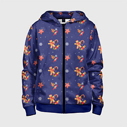 Толстовка на молнии детская Сладости и снег, цвет: 3D-синий