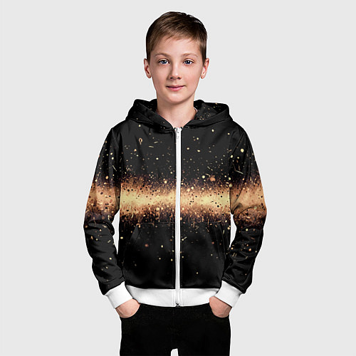 Детская толстовка на молнии Огненные искры на черном / 3D-Белый – фото 3