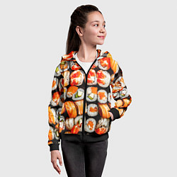 Толстовка на молнии детская Большой сет роллов, цвет: 3D-черный — фото 2