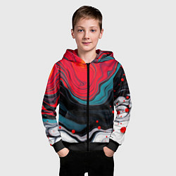 Толстовка на молнии детская Абстракция эбру, цвет: 3D-черный — фото 2