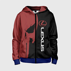 Толстовка на молнии детская Lexus и череп, цвет: 3D-синий