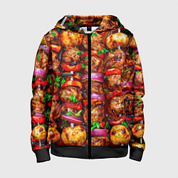 Толстовка на молнии детская Шашлычок, цвет: 3D-черный