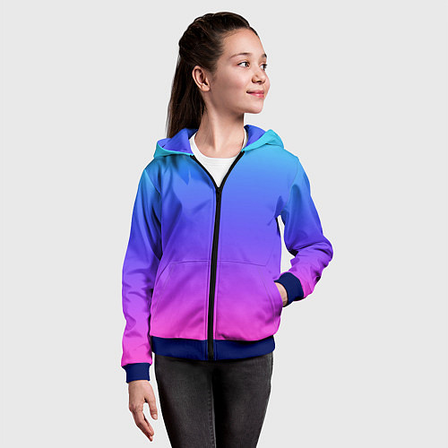 Детская толстовка на молнии Градиент закат сине-розовый / 3D-Синий – фото 4