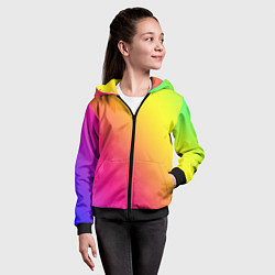 Толстовка на молнии детская Градиент зелёно-фиолетовый насыщенный, цвет: 3D-черный — фото 2