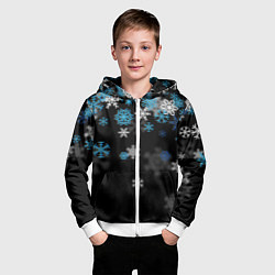 Толстовка на молнии детская Снежинки объемные, цвет: 3D-белый — фото 2