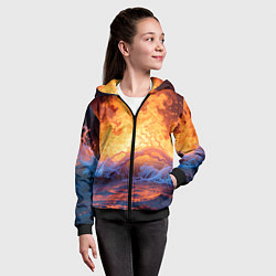 Толстовка на молнии детская Стихия огня и воды, цвет: 3D-черный — фото 2