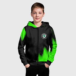 Толстовка на молнии детская Skoda краски зеленые, цвет: 3D-черный — фото 2