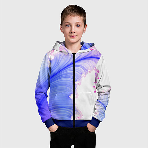 Детская толстовка на молнии Узоры неон фрактал / 3D-Синий – фото 3