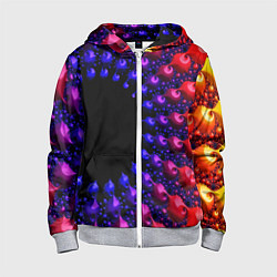 Толстовка на молнии детская Неоновая абстракция фрактал, цвет: 3D-меланж