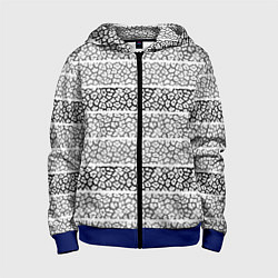 Толстовка на молнии детская Полосатый узор с черно белым тигровым рисунком, цвет: 3D-синий