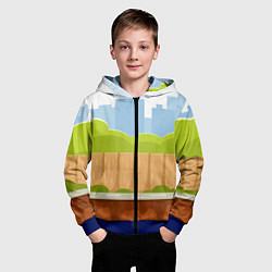 Толстовка на молнии детская Летний город, цвет: 3D-синий — фото 2