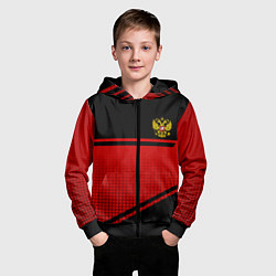 Толстовка на молнии детская Россия герб геометрия, цвет: 3D-черный — фото 2