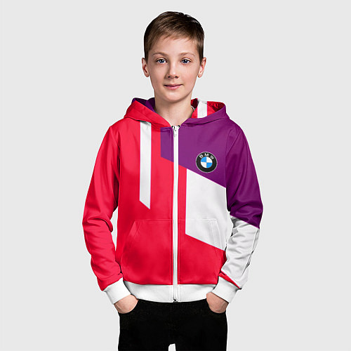 Детская толстовка на молнии BMW geometry sport / 3D-Белый – фото 3