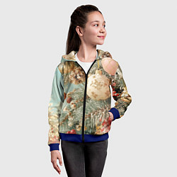 Толстовка на молнии детская Елочные новогодние игрушки, цвет: 3D-синий — фото 2