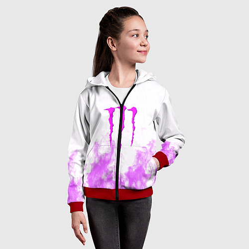 Детская толстовка на молнии Monster energy neon flame / 3D-Красный – фото 4