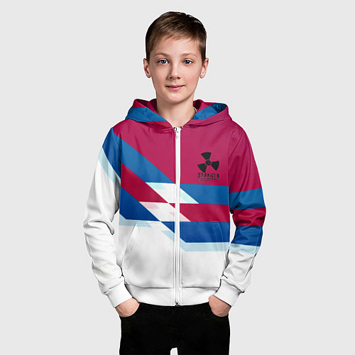 Детская толстовка на молнии Stalker geometry / 3D-Белый – фото 3