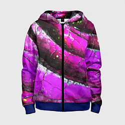 Толстовка на молнии детская Розовая волнистая абстракция, цвет: 3D-синий