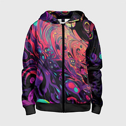 Толстовка на молнии детская Интерференционные цвета, цвет: 3D-черный