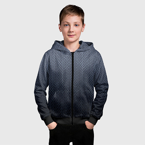 Детская толстовка на молнии Тёмный серо-синий градиент текстурированный с узор / 3D-Черный – фото 3