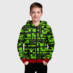 Толстовка на молнии детская Bon Jovi кислотный паттерн, цвет: 3D-красный — фото 2