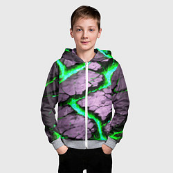 Толстовка на молнии детская Треснувший камень зелёный, цвет: 3D-меланж — фото 2