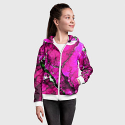Толстовка на молнии детская Розовый треснувший камень, цвет: 3D-белый — фото 2