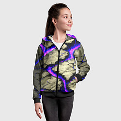 Толстовка на молнии детская Треснувший камень фиолетовый, цвет: 3D-черный — фото 2