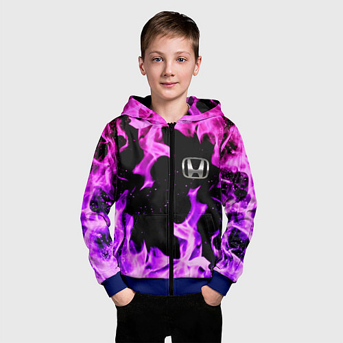 Детская толстовка на молнии Honda flame pink / 3D-Синий – фото 3